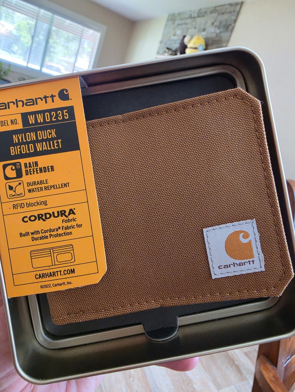 Carhartt Brown Bi-Fold Wallet Durable RFID Blocking Wallet NWT